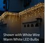 Picture of Red/White/Blue LED Icicle Lights on White Wire 150 Bulbs