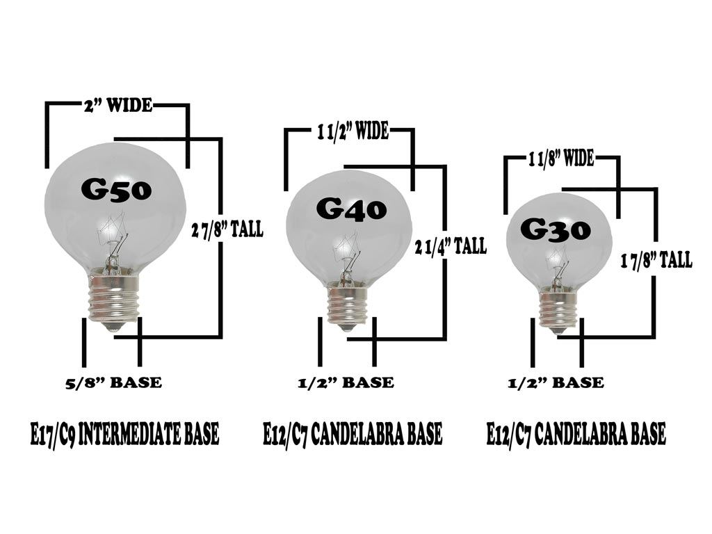 Globe Light Bulb Size Chart