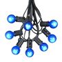 Picture of 100 G30 Globe String Light Set with Blue Satin Bulbs on Black Wire