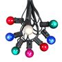 Picture of 100 G30 Globe String Light Set with Multi Colored Satin Bulbs on Black Wire