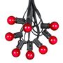 Picture of 100 G30 Globe String Light Set with Red Satin Bulbs on Black Wire