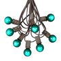 Picture of 100 G30 Globe String Light Set with Green Satin Bulbs on Brown Wire