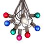 Picture of 100 G30 Globe String Light Set with Multi Colored Satin Bulbs on Brown Wire