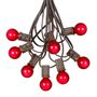 Picture of 100 G30 Globe String Light Set with Red Satin Bulbs on Brown Wire