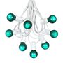 Picture of 100 G30 Globe String Light Set with Green Satin Bulbs on White Wire
