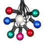 Picture of 100 G40 Globe String Light Set with Multi Colored Bulbs on Black Wire