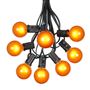Picture of 100 G40 Globe String Light Set with Orange Bulbs on Black Wire