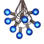 Picture of 100 G40 Globe String Light Set with Blue Bulbs on Brown Wire