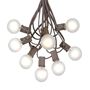 Picture of 100 G40 Globe String Light Set with Frosted White Bulbs on Brown Wire