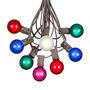 Picture of 100 G40 Globe String Light Set with Multi Colored Bulbs on Brown Wire
