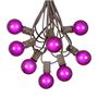Picture of 100 G40 Globe String Light Set with Purple Bulbs on Brown Wire