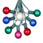 Picture of 100 G40 Globe String Light Set with Multi Colored Bulbs on Green Wire