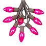 Picture of C9 25 Light String Set with Pink Bulbs on Brown Wire
