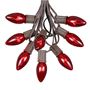 Picture of C9 25 Light String Set with Red Bulbs on Brown Wire