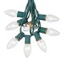 Picture of C9 25 Light String Set with Clear Bulbs on Green Wire