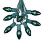 Picture of C9 25 Light String Set with Green Bulbs on Green Wire