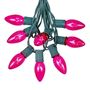 Picture of C9 25 Light String Set with Pink Bulbs on Green Wire