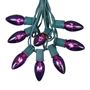 Picture of C9 25 Light String Set with Purple Bulbs on Green Wire