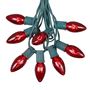Picture of C9 25 Light String Set with Red Bulbs on Green Wire
