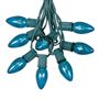 Picture of C9 25 Light String Set with Teal Bulbs on Green Wire