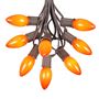 Picture of C9 25 Light String Set with Ceramic Orange Bulbs on Brown Wire