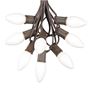 Picture of C9 25 Light String Set with Ceramic White Bulbs on Brown Wire