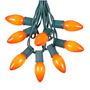 Picture of C9 25 Light String Set with Ceramic Orange Bulbs on Green Wire