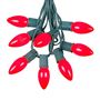 Picture of C9 25 Light String Set with Ceramic Red Bulbs on Green Wire