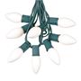 Picture of C9 25 Light String Set with Ceramic White Bulbs on Green Wire