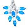 Picture of C9 25 Light String Set with Ceramic Blue Bulbs on White Wire