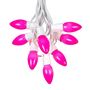 Picture of C9 25 Light String Set with Ceramic Pink Bulbs on White Wire