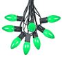 Picture of C9 25 Light String Set with Ceramic Green Bulbs on Black Wire