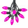 Picture of C9 25 Light String Set with Ceramic Pink Bulbs on Black Wire