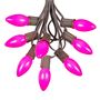 Picture of 100 C9 Ceramic Christmas Light Set - Pink - Brown Wire