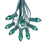 Picture of 25 Light String Set with Green Transparent C7 Bulbs on Green Wire