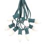 Picture of 100 C7 String Light Set with White Ceramic Bulbs on Green Wire