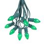 Picture of 100 C7 String Light Set with Green Ceramic Bulbs on Green Wire