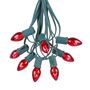 Picture of 100 C7 String Light Set with Red Bulbs on Green Wire