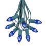 Picture of 100 C7 String Light Set with Blue Bulbs on Green Wire