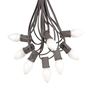 Picture of 25 Light String Set with White Ceramic C7 Bulbs on Brown Wire