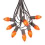 Picture of 25 Light String Set with Orange Ceramic C7 Bulbs on Brown Wire