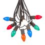 Picture of 100 C7 String Light Set with Multi Colored Ceramic Bulbs on Brown Wire