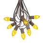 Picture of 25 Light String Set with Yellow Transparent C7 Bulbs on Brown Wire