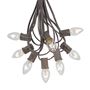 Picture of 25 Light String Set with Clear Transparent C7 Bulbs on Brown Wire