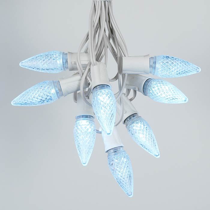 25 Foot C9 LED Christmas Light Set, Hanging String Lights, White Wire eBay