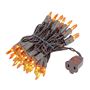 Picture of Amber/Orange Christmas Mini Lights 50 Light on Brown Wire 11 Feet Long