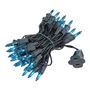 Picture of Teal Christmas Mini Lights 50 Light on Black Wire 11 Feet Long