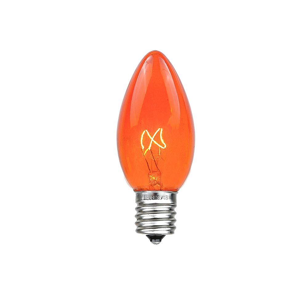Box of 25 C7 Twinkle Amber Orange Triple Dipped Transparent Christmas Bulbs