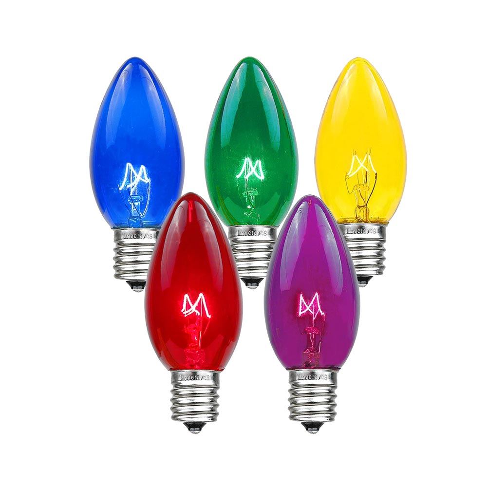 CHRISTMAS REPLACEMENT BULBS C7 CLEAR RED BLUE GREEN MULTI  Ceramic White 120V 5W 