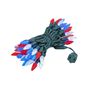 Picture of Red White & Blue 70 LED C6 Strawberry Mini Lights Commercial Grade on Green Wire